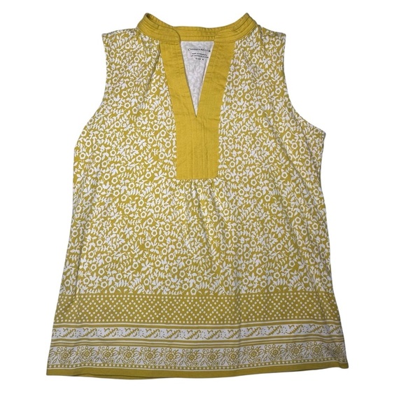 Charter Club Tops - Charter Club Women's Yellow Floral Sleeveless Top Size M